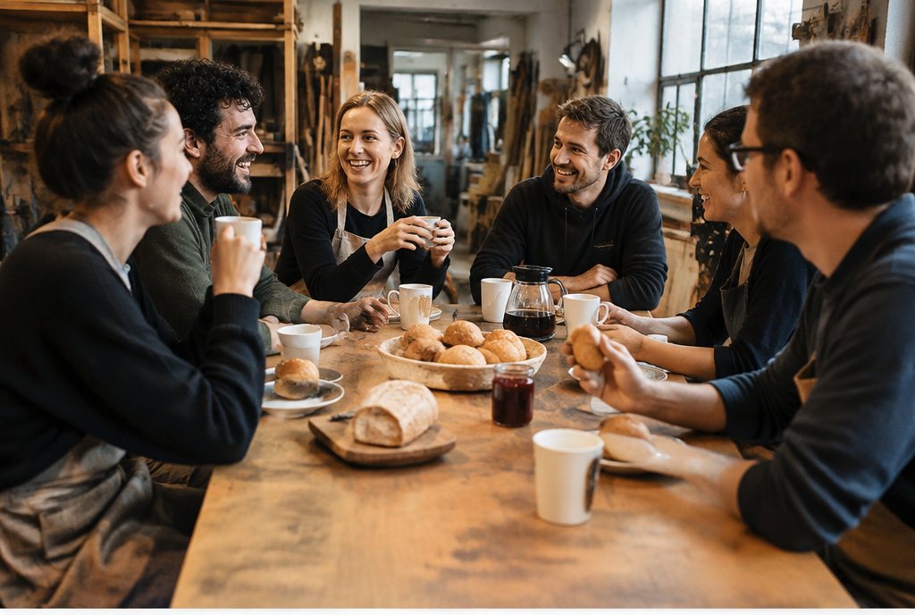 Team-Frühstück in der Werkstatt